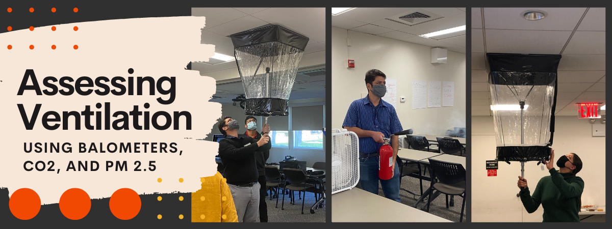 Instructor David Moore, CIH, uses a balometer to collect ventilation data, and generates CO2 to assess air exchange