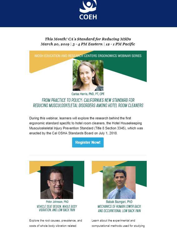 COEH Flyer for 2019 Webinar Series